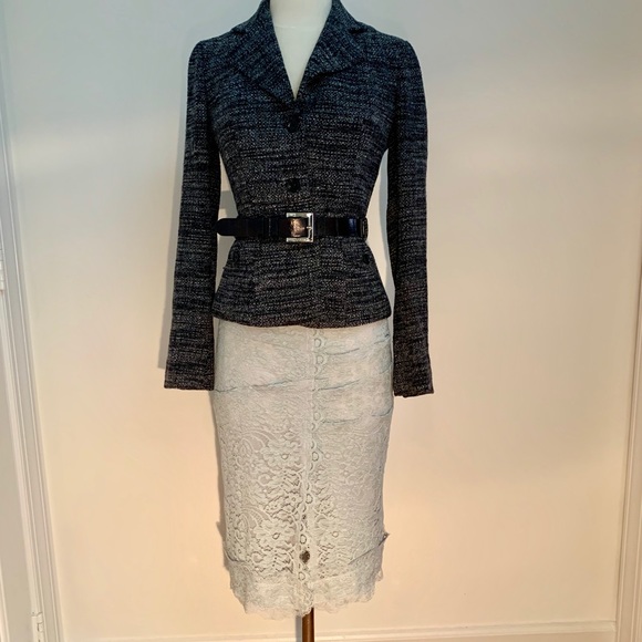 Dolce & Gabbana Baby Blue Scalloped Ruched Lace Skirt Rare Runway - Picture 2 of 8